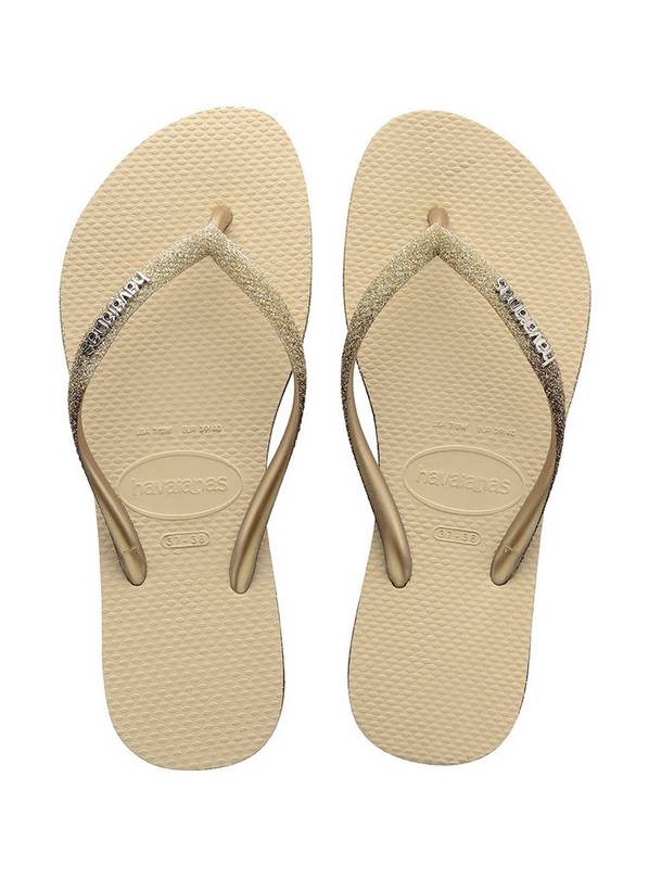  HAVAIANAS Slim Sparkle Ii Flip Flops Sand Grey 35/36