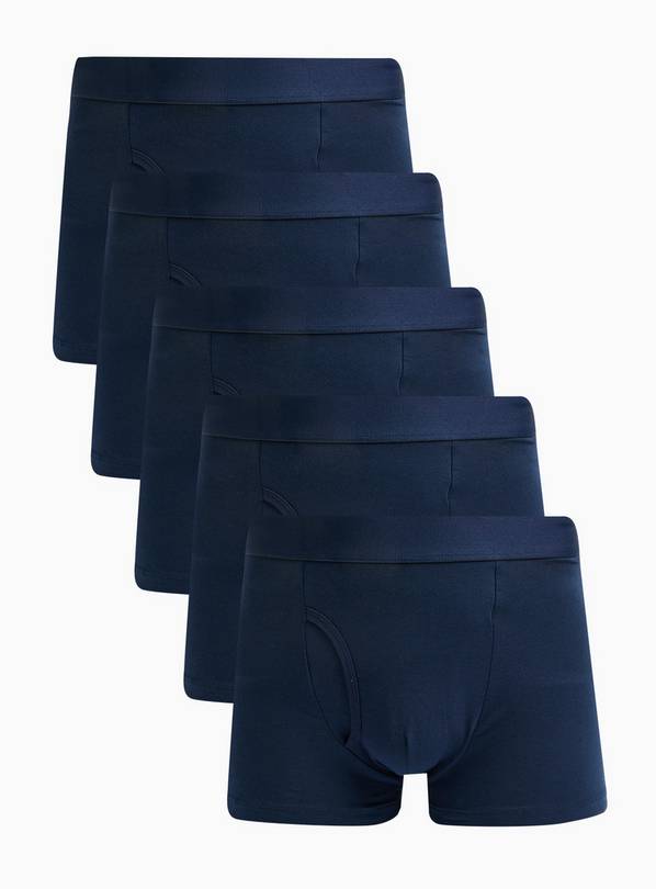 Plain Navy Trunks 5 Pack S