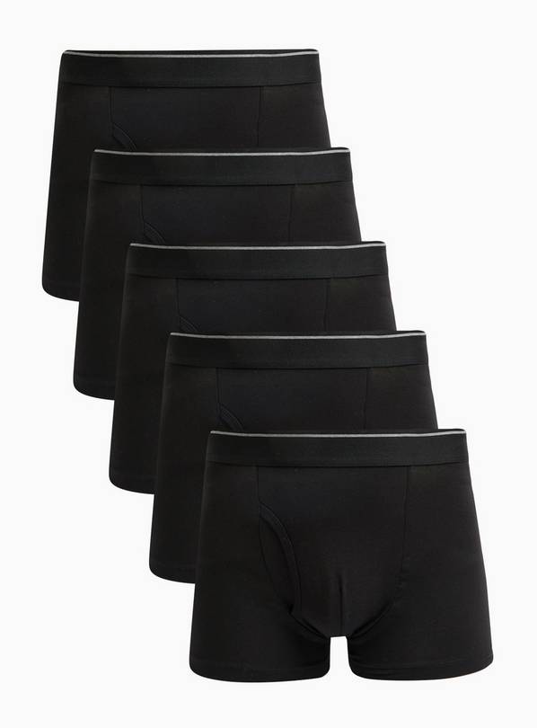 Plain Black Trunks 5 Pack XXL