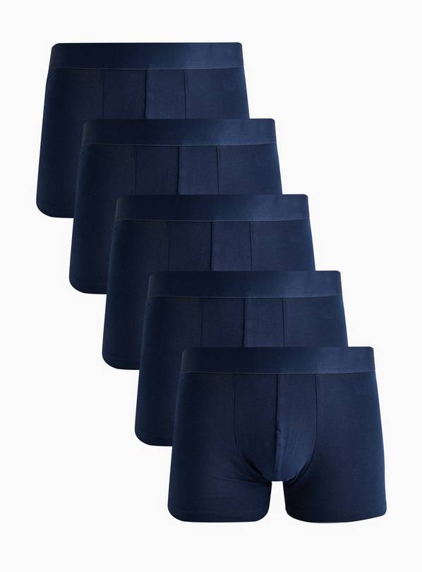 Plain Navy Hipsters 5 Pack L