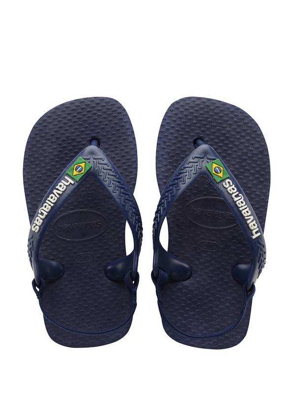  HAVAIANAS Baby Brasil Logo Ii Flip Flops Navy & Citrus 22