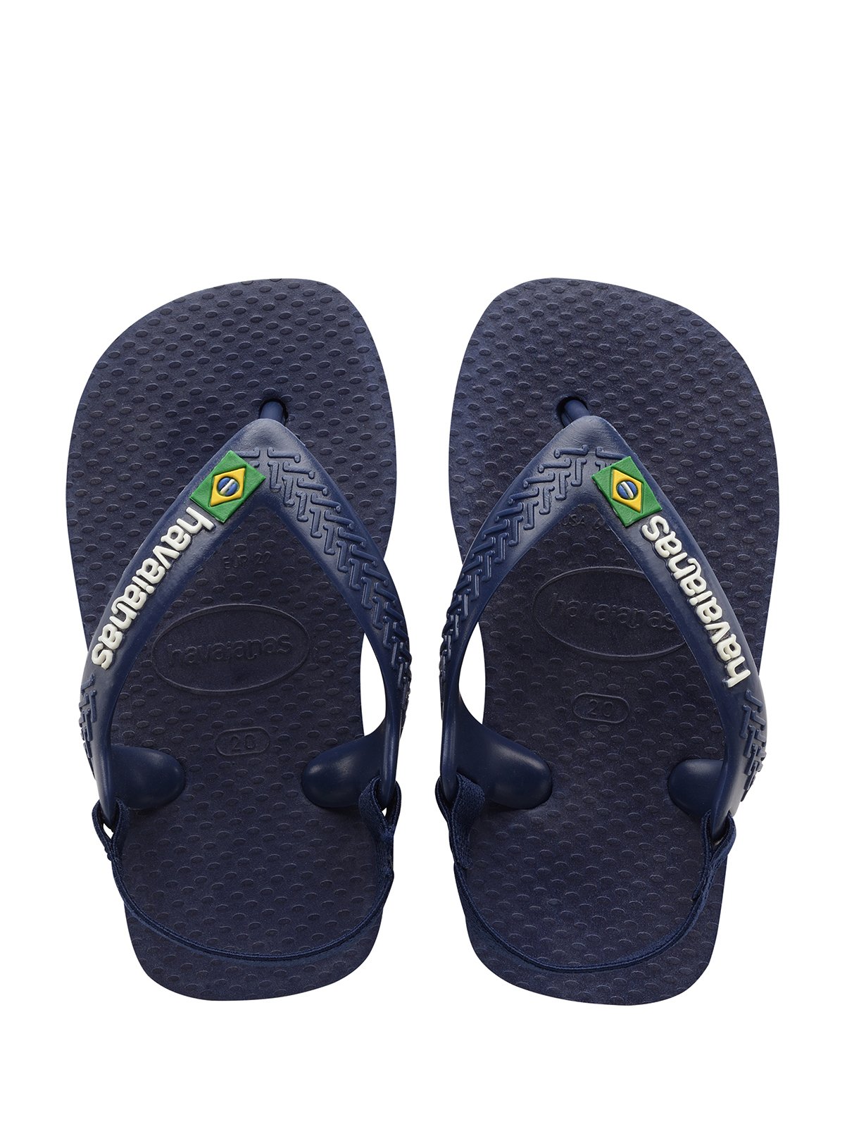 Navy HAVAIANAS Baby Brasil Logo Ii Flip Flops Navy & Citrus - Havaianas by Sainsbury's