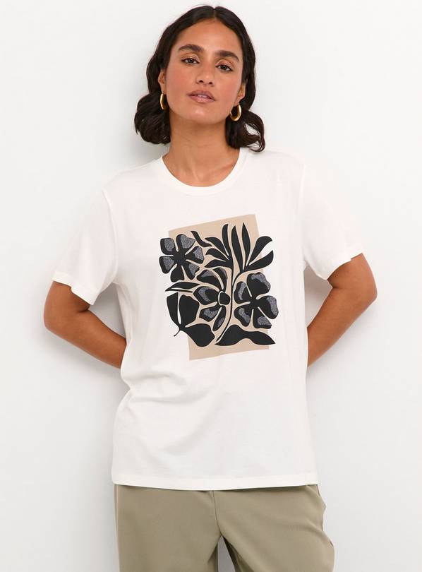 KAFFE Thora Graphic Short Sleeve T Shirt White XS