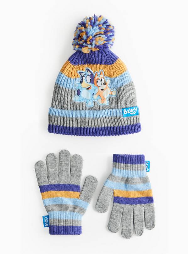 Bluey Stripe Knitted Hat & Gloves Set 3-5 years