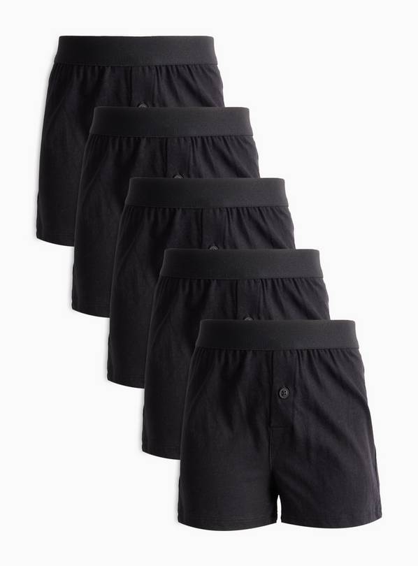 Plain Black Jersey Boxers 5 Pack 13-14 years