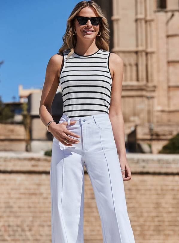 SOSANDAR White Palazzo Trousers With Pintuck 16