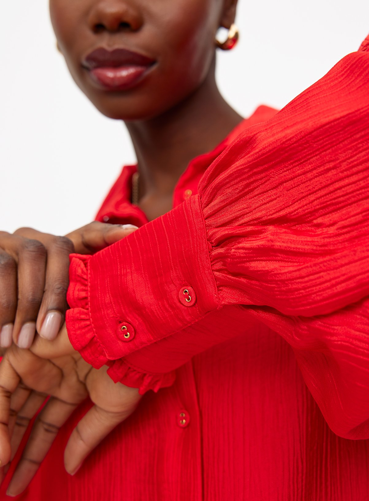 Red Textured Relaxed Long Sleeve Shirt 12 - Image 2 thumbnail