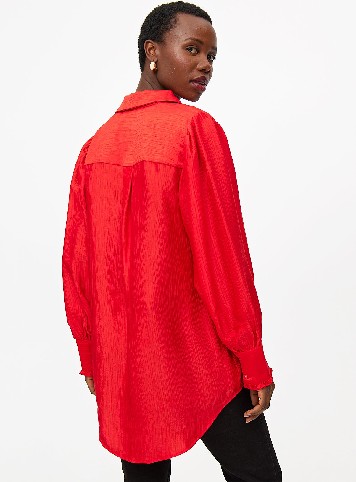Red Textured Relaxed Long Sleeve Shirt 12 - Image 4 thumbnail