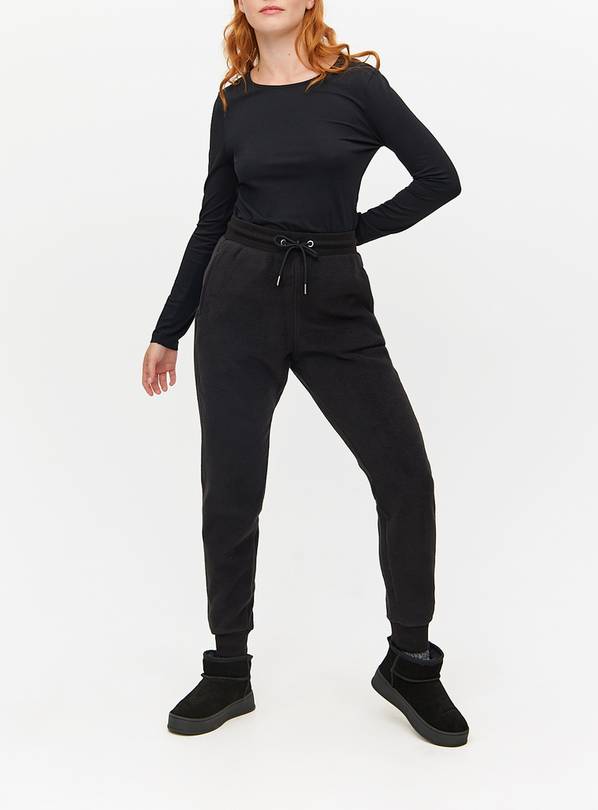 Black Tapered Fleece Coord Joggers L