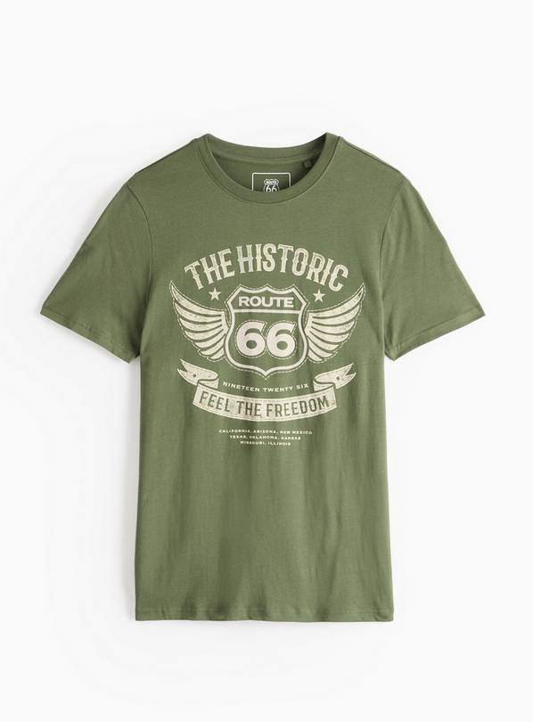 Route 66 Khaki Graphic Print T-Shirt  L