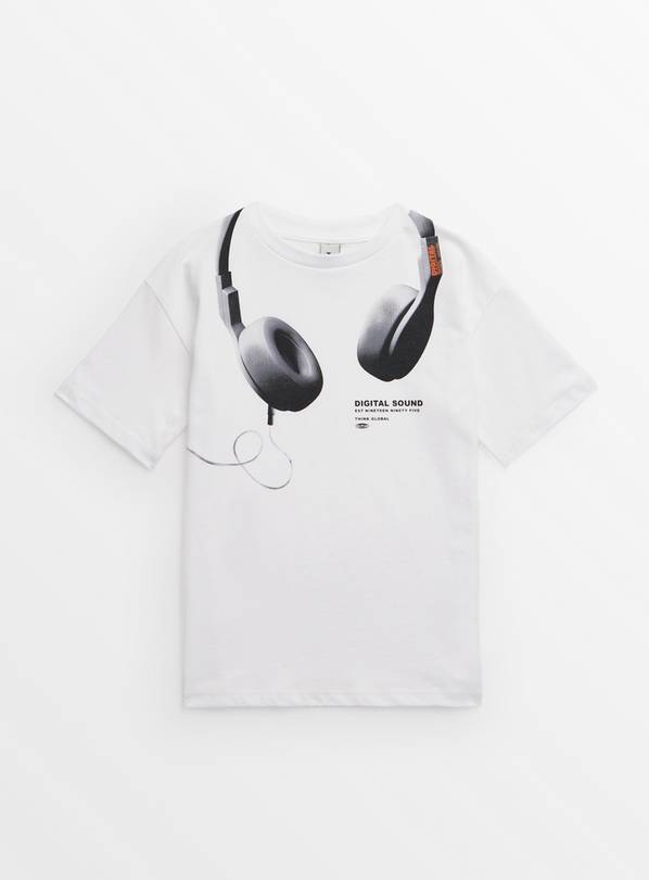 White Headphones Graphic Print T-Shirt 5 years