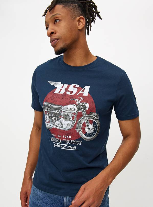 Navy BSA Motorcycle Graphic T-Shirt XXXXL