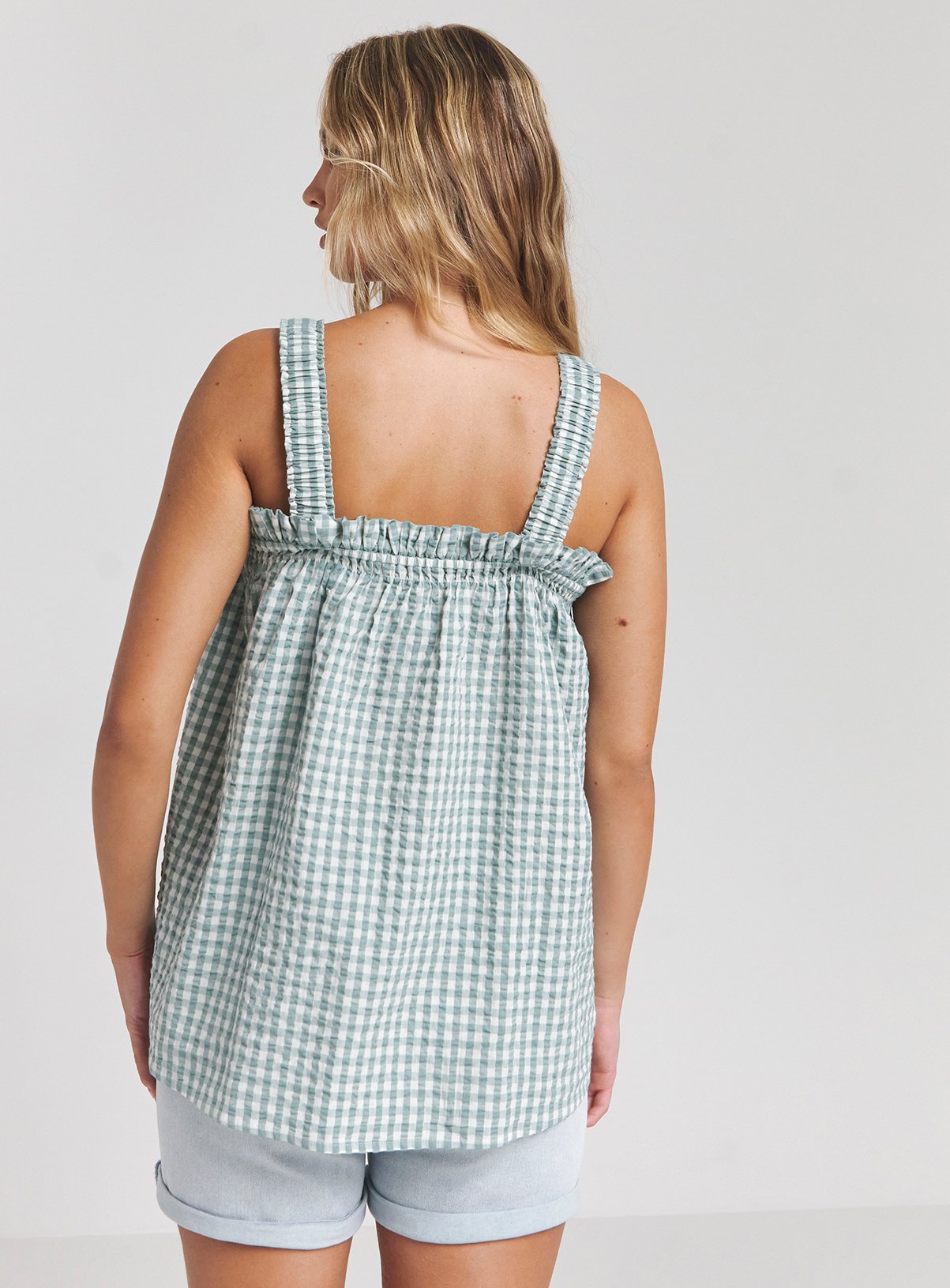 SIMPLY BE Gingham Ruched Strap Cami 26 - Image 2 thumbnail