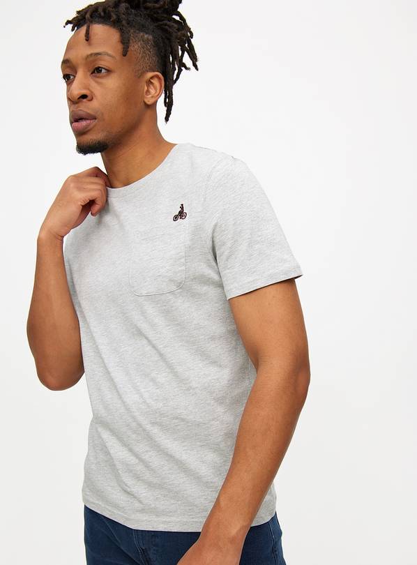 Pale Grey Marl Bike Motif T-Shirt XXXL