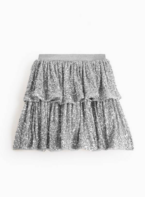 Silver Sequin Embellished Party Skirt 4-5 years