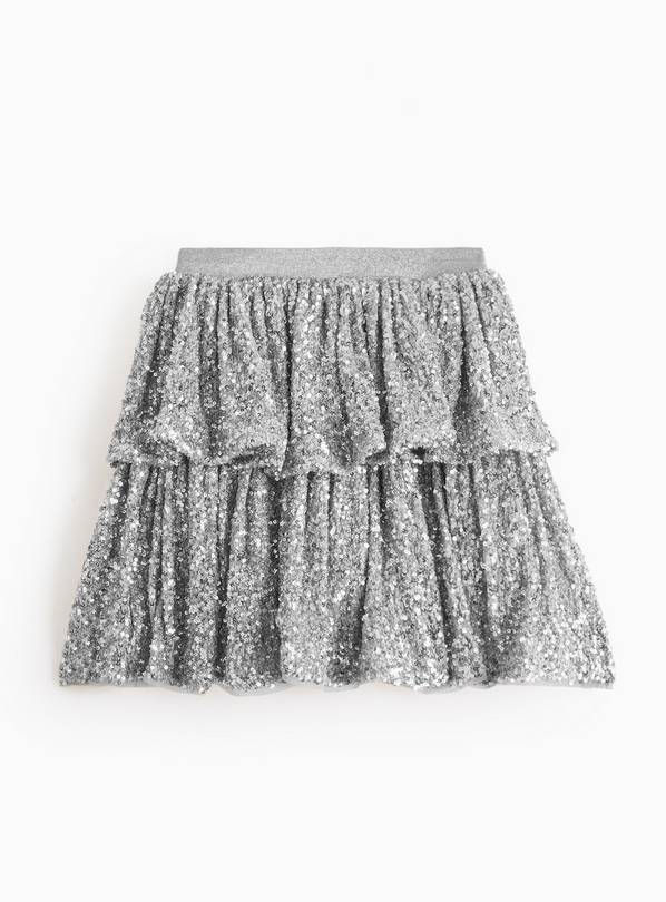 Silver Sequin Embellished Party Skirt 1-2 years