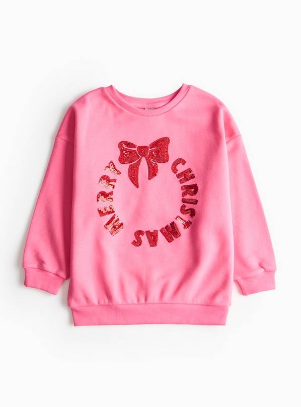 Mini Me Kids' Pink Christmas Wreath Sweatshirt 14 years