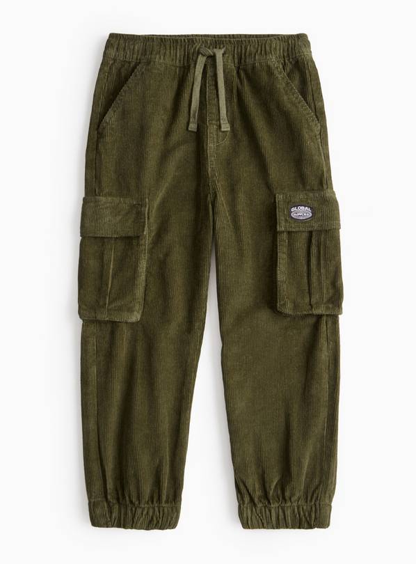 Khaki Corduroy Cargo Joggers  11 years