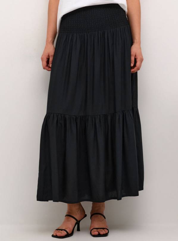 KAFFE Maxi Smock Waist A Line Fit Skirt Black M/L