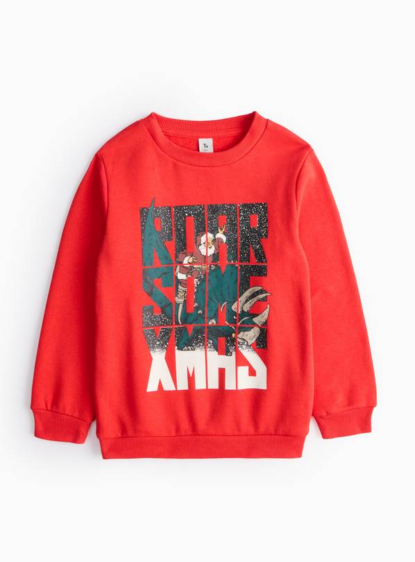 Red Roarsome Christmas Santa Sweatshirt 7 years