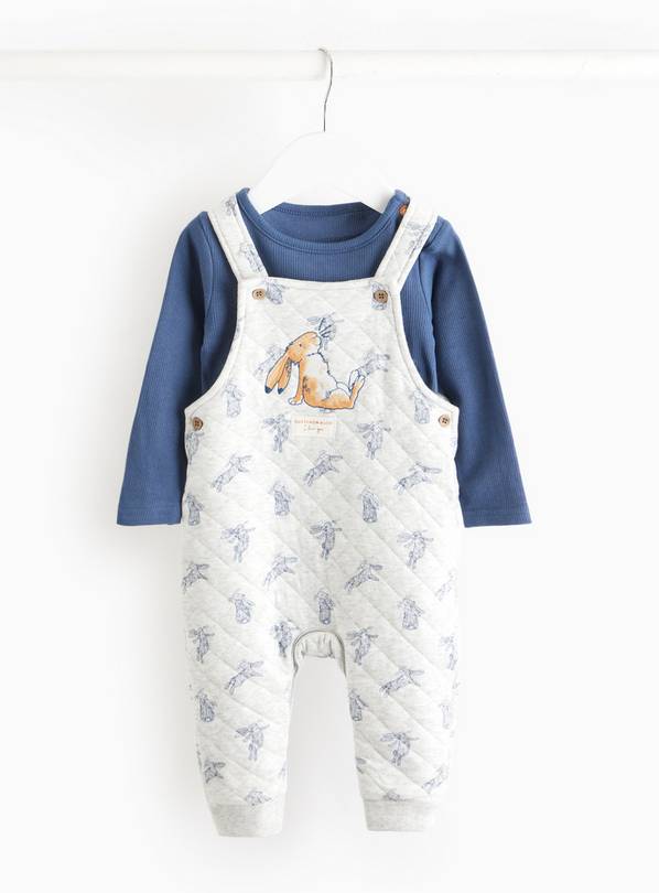 Blue Bodysuit & Grey Quilted Dungarees Set 12-18 months