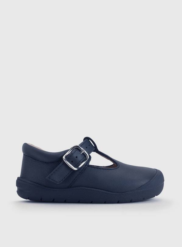 START-RITE Travel Navy Soft Leather T Bar First Steps Shoes 4 Infant