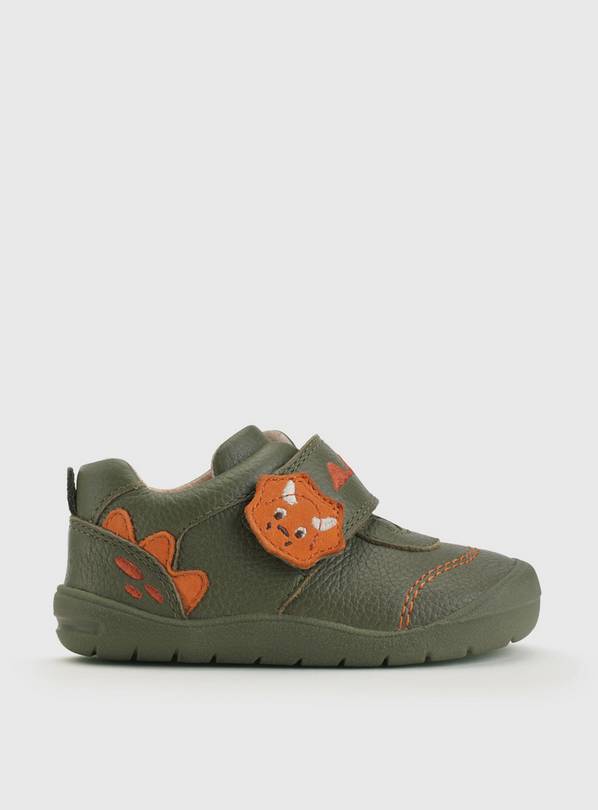 START-RITE Dino Foot Khaki/Orange Leather First Steps Shoes 4 Infant