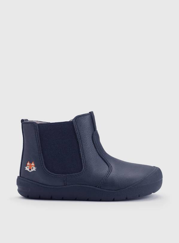 START-RITE First Chelsea Navy/Fox Leather Zip Up Boots 5 Infant