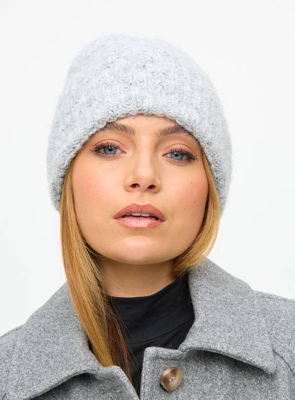 Grey Knitted Beanie One Size