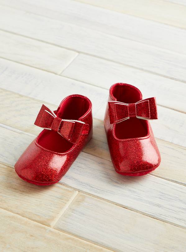 Red Glitter Bow Occasion Shoes 9-12 months