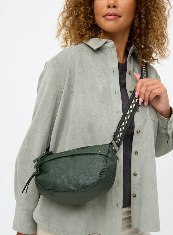 Green Faux Leather Half Moon Camera Bag One Size