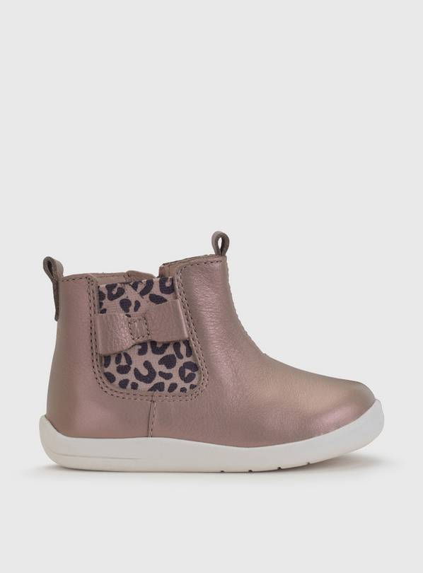 START-RITE Wonderland Taupe Pearlised Leather Zip Up First Chelsea Boots 8 Infant