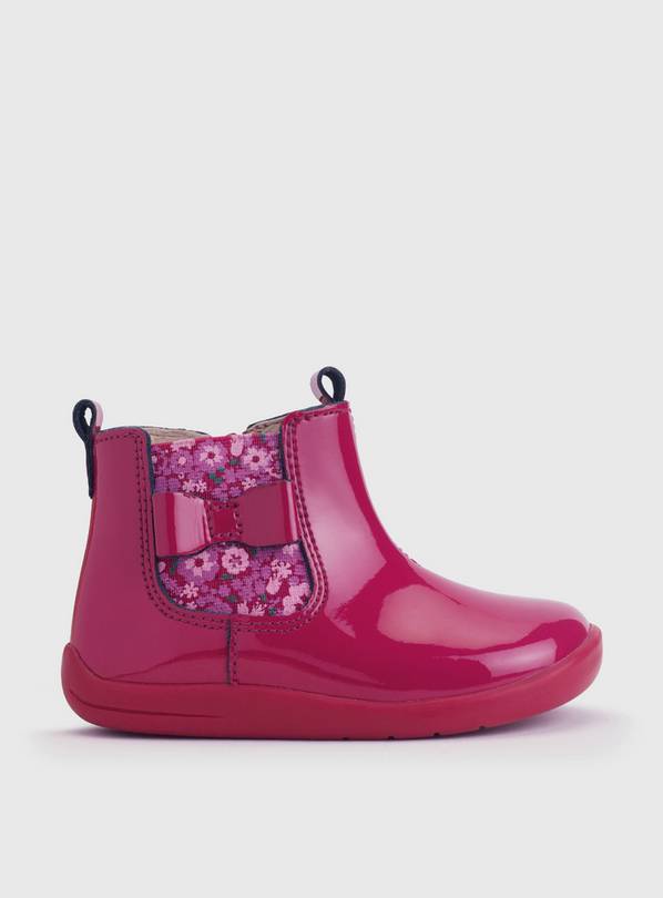 START-RITE Wonderland Cherry Red Patent Leather Zip Up First Chelsea Boots 4.5 Infant