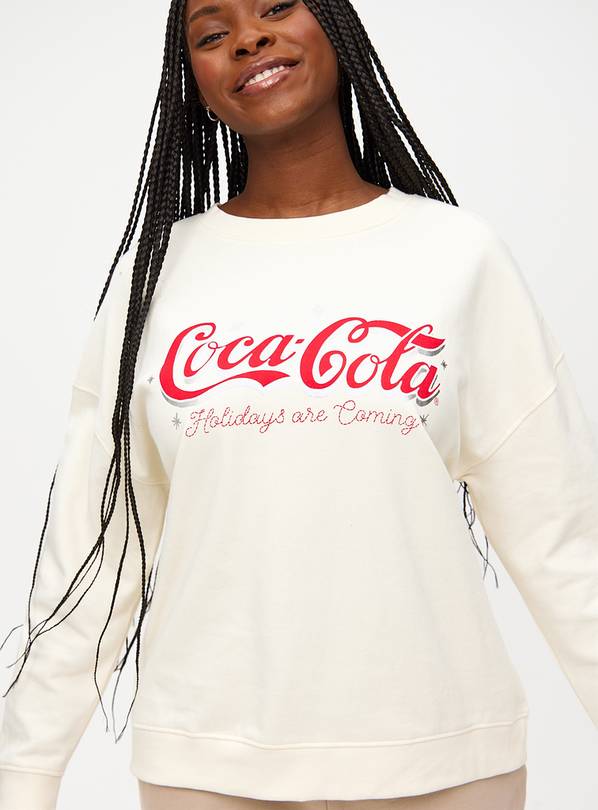 Coca Cola Cream Graphic Logo Sweatshirt L