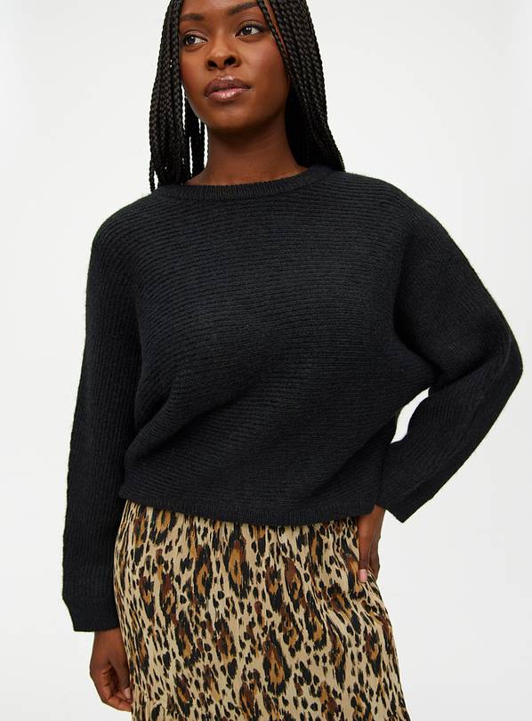 Black Ribbed Batwing Knitted Jumper 22