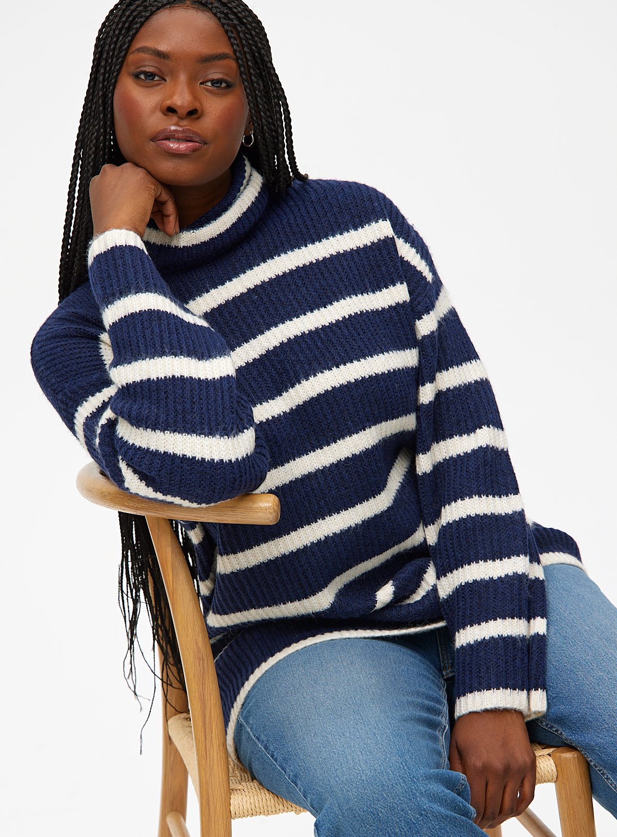 Navy Stripe Roll Neck Jumper 20 - Image 1 thumbnail