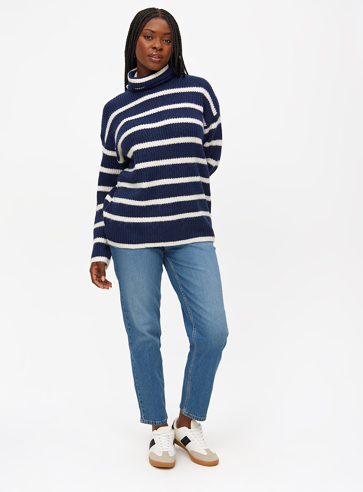 Navy Stripe Roll Neck Jumper 20 - Image 2 thumbnail