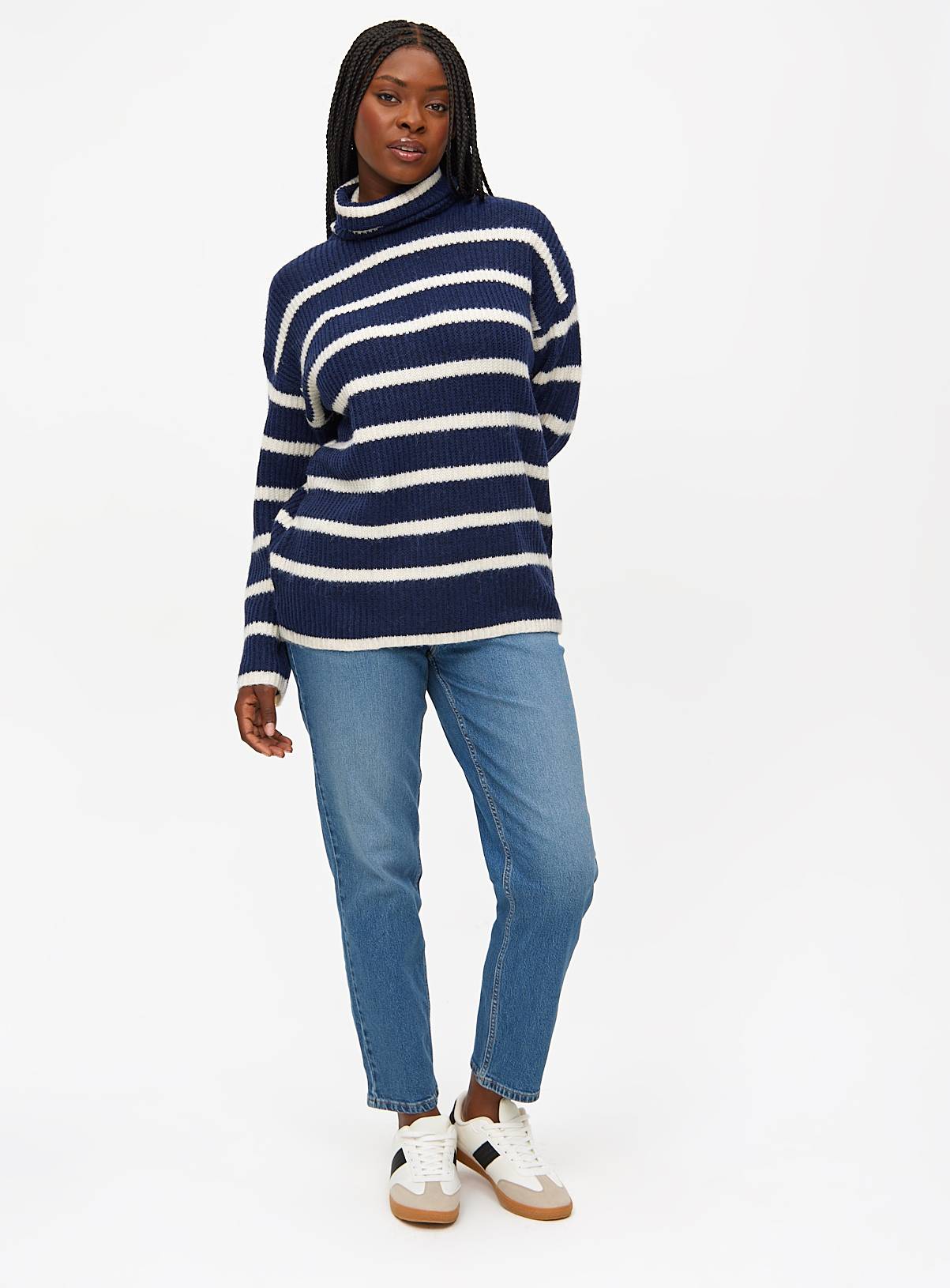 Navy Stripe Roll Neck Jumper 20 - Image 2