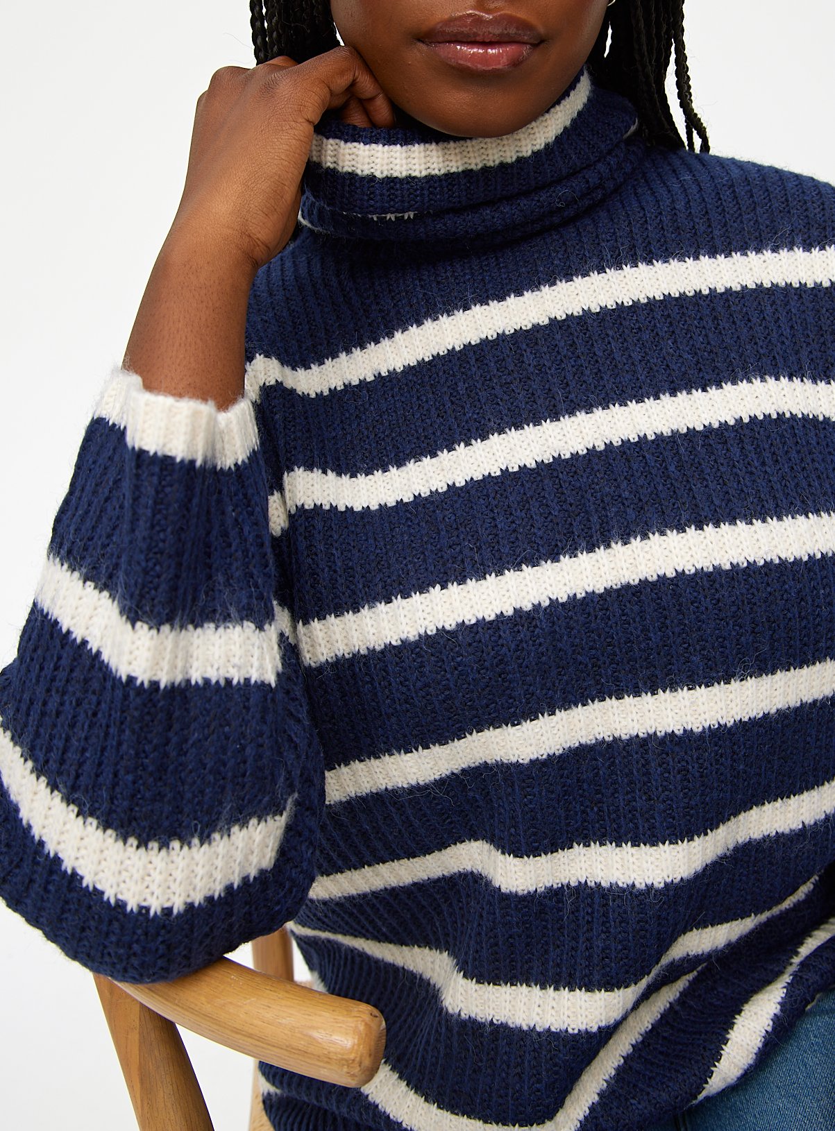 Navy Stripe Roll Neck Jumper 20 - Image 3 thumbnail