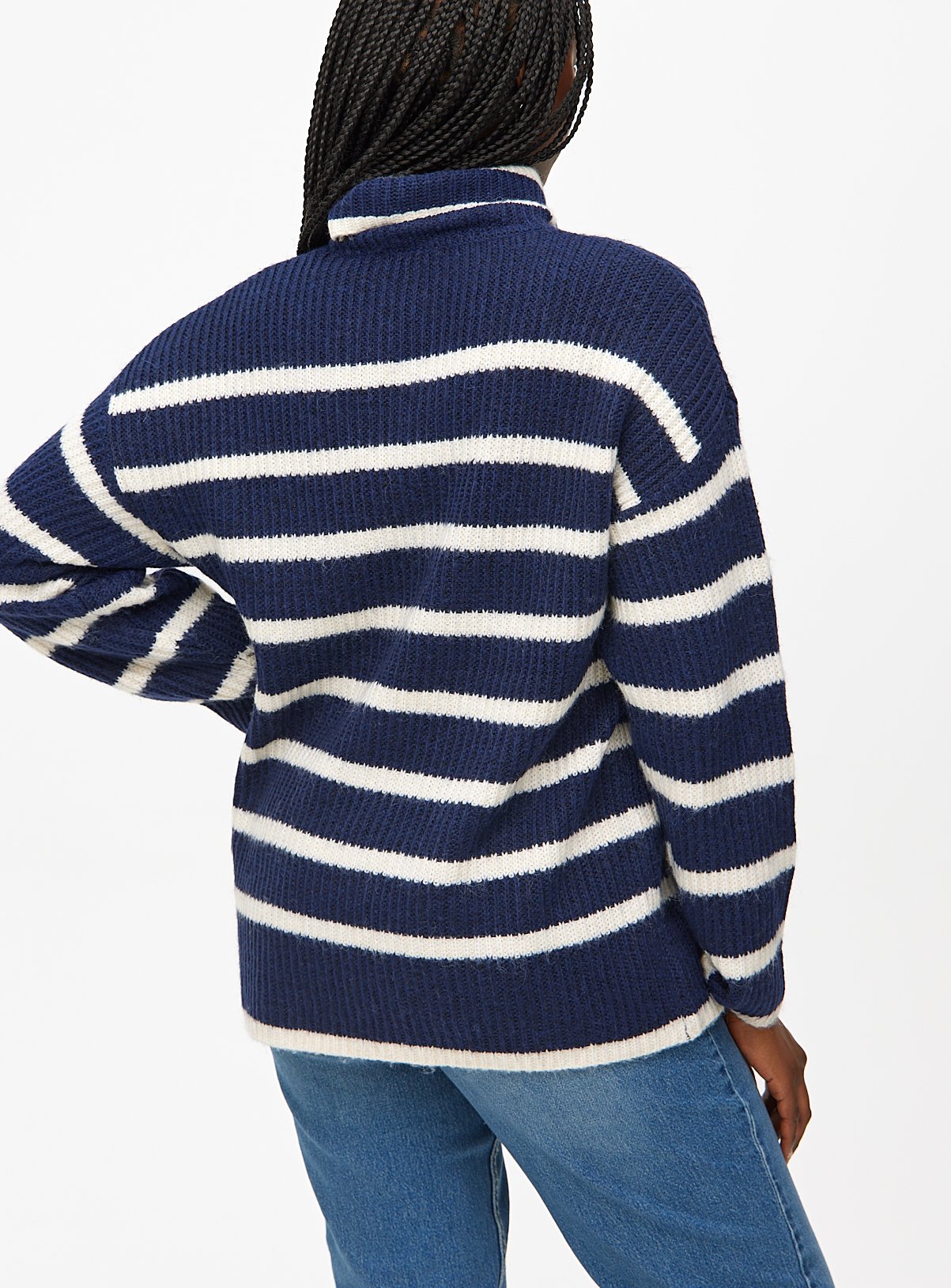 Navy Stripe Roll Neck Jumper 20 - Image 4 thumbnail