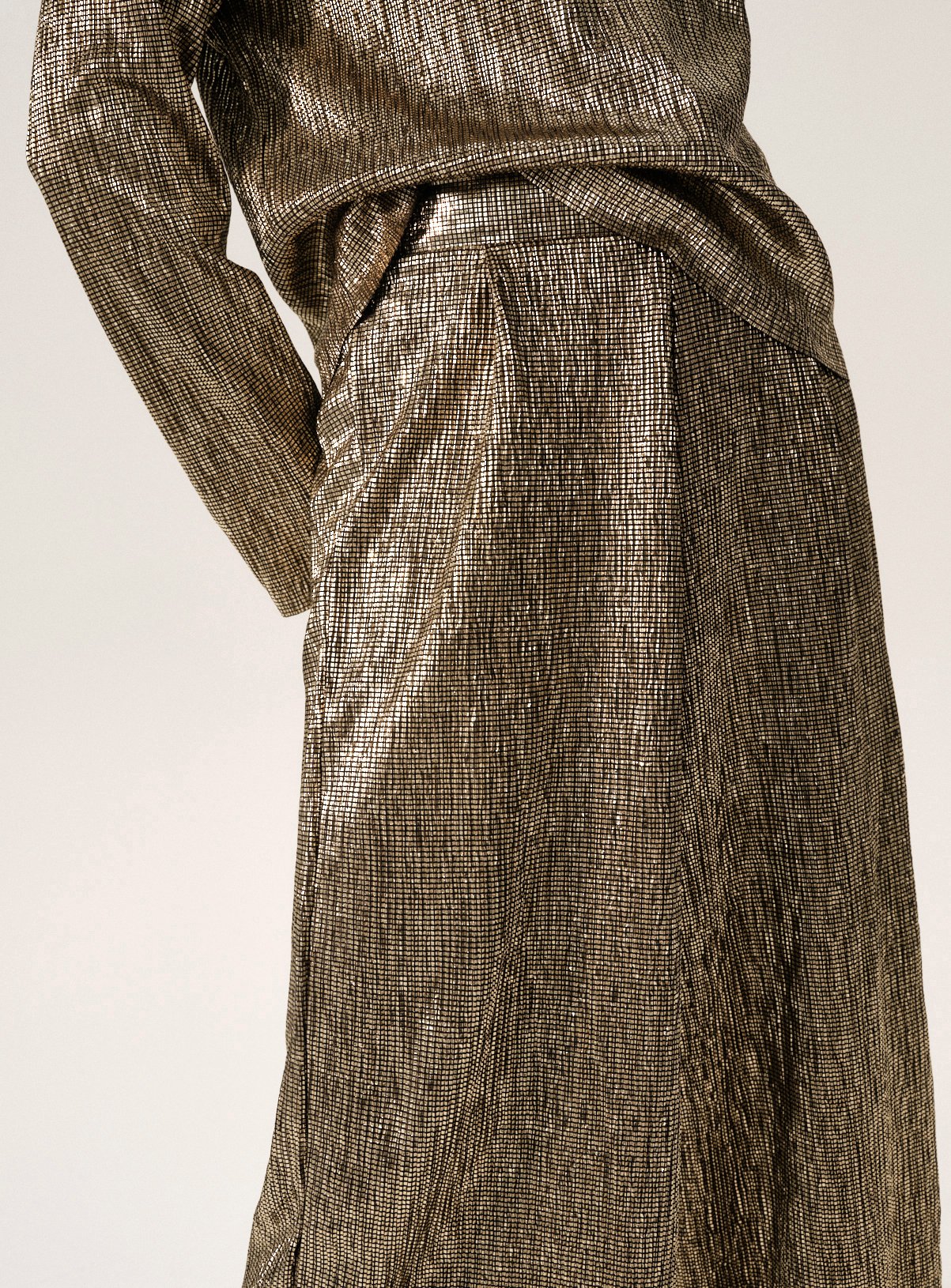 Gold Textured Wide Leg Co-ord Trousers  10 - Image 3 thumbnail