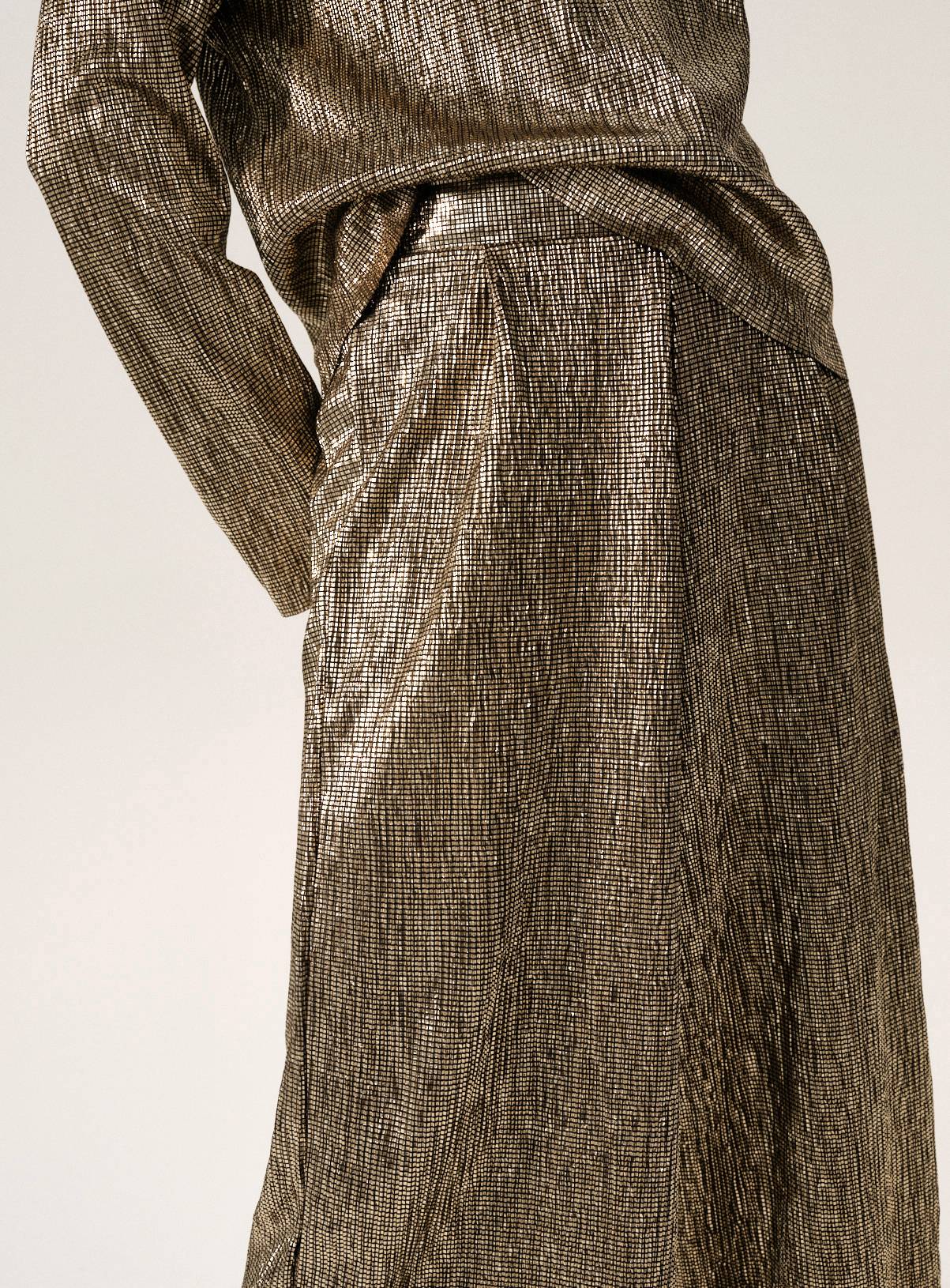 Gold Textured Wide Leg Co-ord Trousers  10 - Image 3