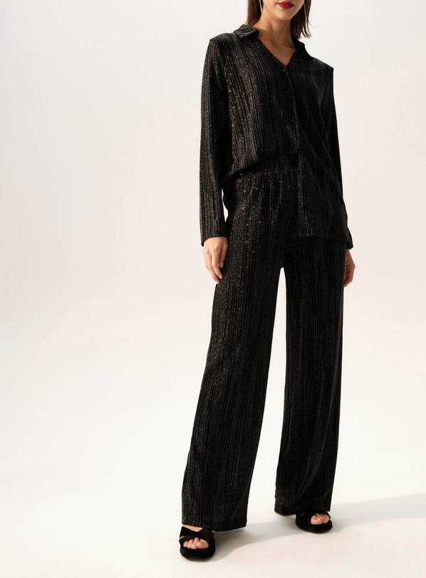 Gunmetal Shimmer Wide Leg Co-ord Trousers  16