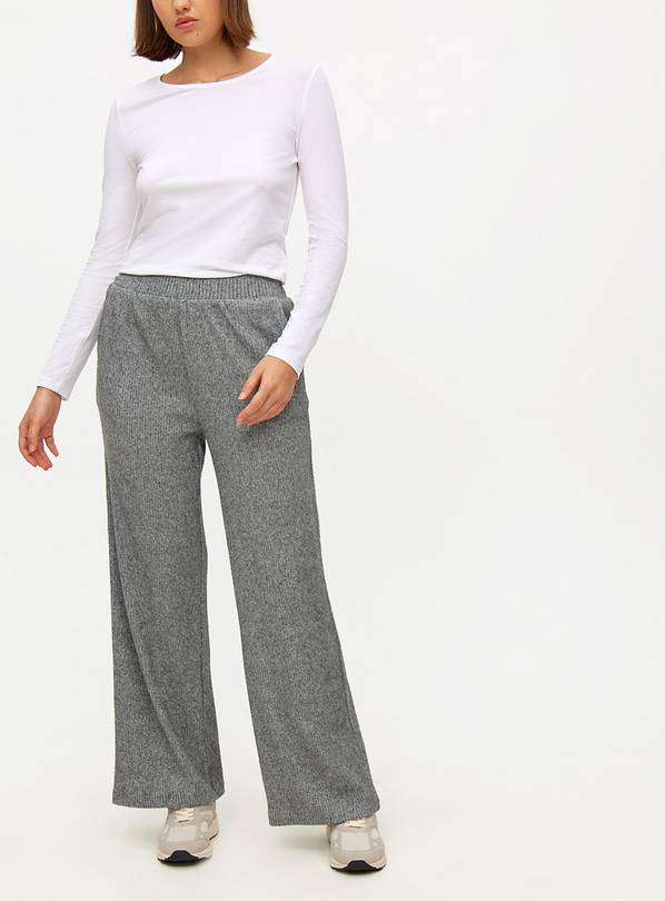 Grey Marl Soft Touch Wide Leg Co-ord Joggers  L