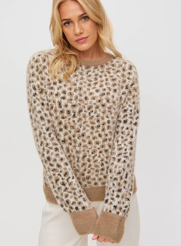 Leopard Print Fluffy Crew Neck Jumper 18