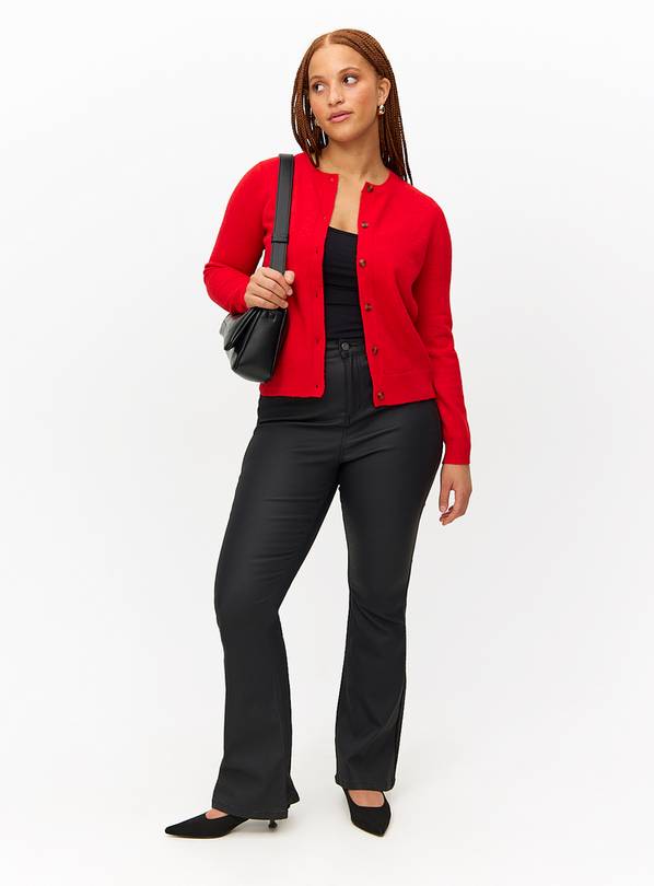 Red Crew Neck Cardigan 14