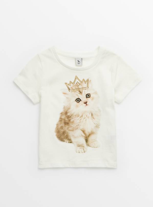 White Cat Graphic Print T-Shirt 1-2 years