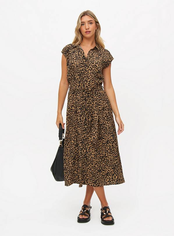 Animal Print Shirt Dress 10