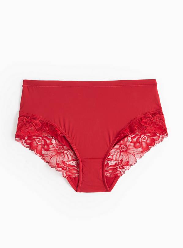 Red Lace Trim Full Knickers 8