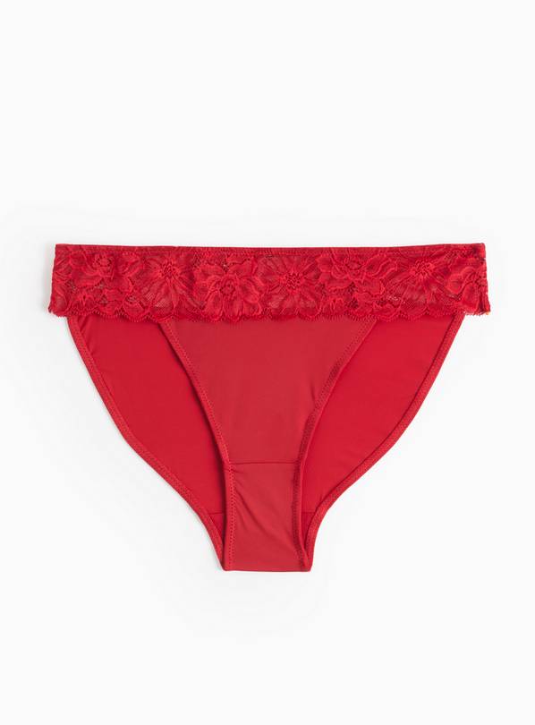 Red Lace Trim High Leg Knickers 20